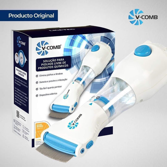 Cepillo V-COMB™ esterilizador y aspirador quita piojos y liendres